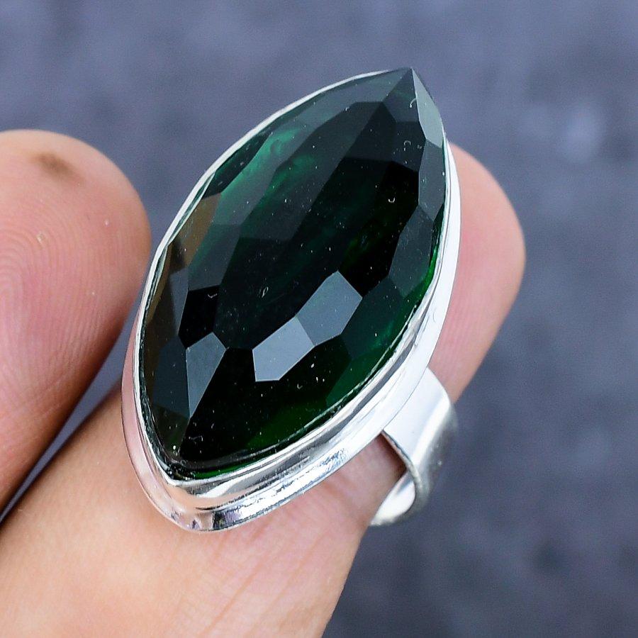 Piatră prețioasă Diopsid Crom Natural Argint Sterling 925 Bijuterii Inel Mărimea 8 M6y46