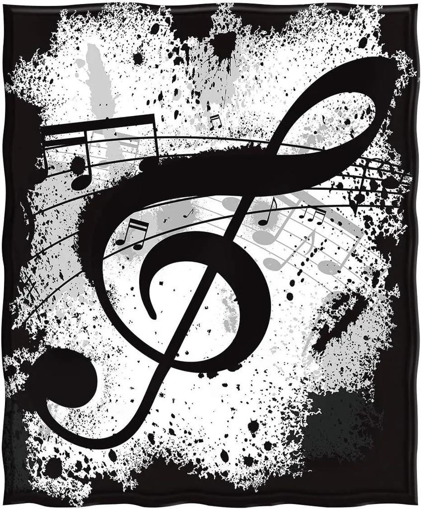 Music Blanket Gift, Abstract Piano Music Notes Decorative Home Fur Blanket, Soft and Comfortable Lightweight Blanket