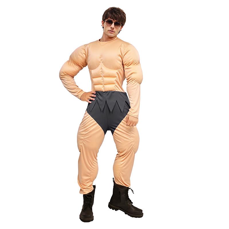 Children's Muscle Bodysuit Cosplay: 8-Pack Abs Halloween Costume with Fake Pectoral Muscles