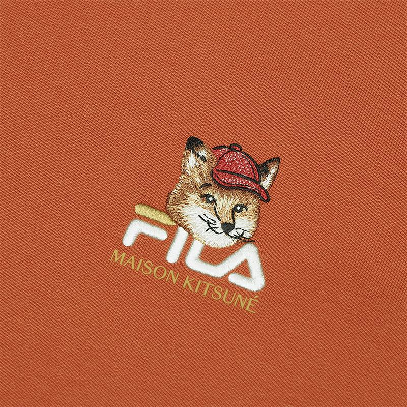 Fila X Maison Kitsune Fox T-Shirt Colorful Fox Fashion Trendy Print Casual Versatile Short Sleeve T-Shirt Men Tops F11U529101F-OR