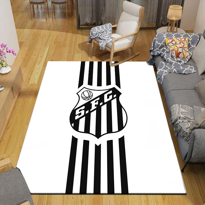 Santos FC Flannel Pattern Square Carpet,Area Rug,Carpet Rug for Living Room Bedroom Sofa Playroom Decor,Non-slip Floor Mat
