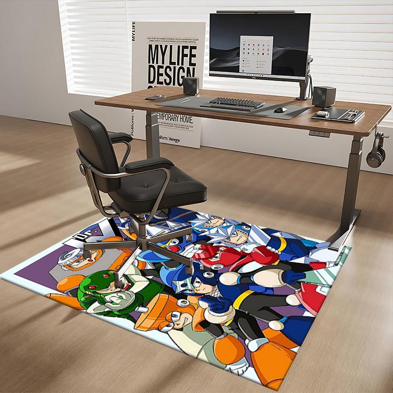 1pc Anime Mega Man Chair Mat - Office Desk Carpet, Non-Slip Rug for Home Decor, Gaming Room, Bedroom, Living Area, Birthday Gift, Seasonal Decoration.