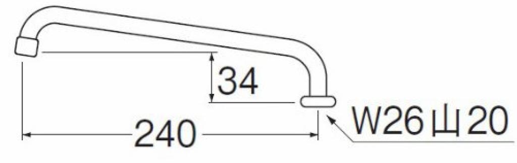 Sanei Foaming Horizontal Upward Height Splash Length (Sanei) Pipe, Increase, Prevention, 240mm, A27JH-61X2-16X240