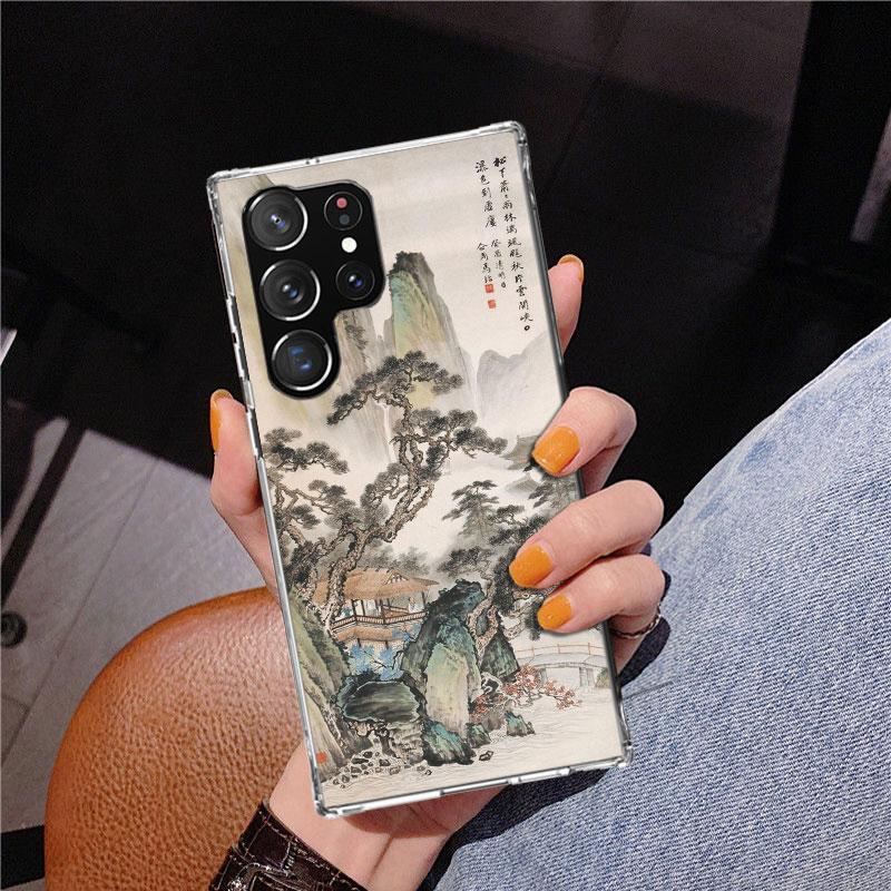 Chinese Style ink Painting Art Phnoe Case for Samsung Galaxy S26 S25 Edge S23 S24 Ultra S22 Plus S21 S20 FE Unique Cover Soft Co