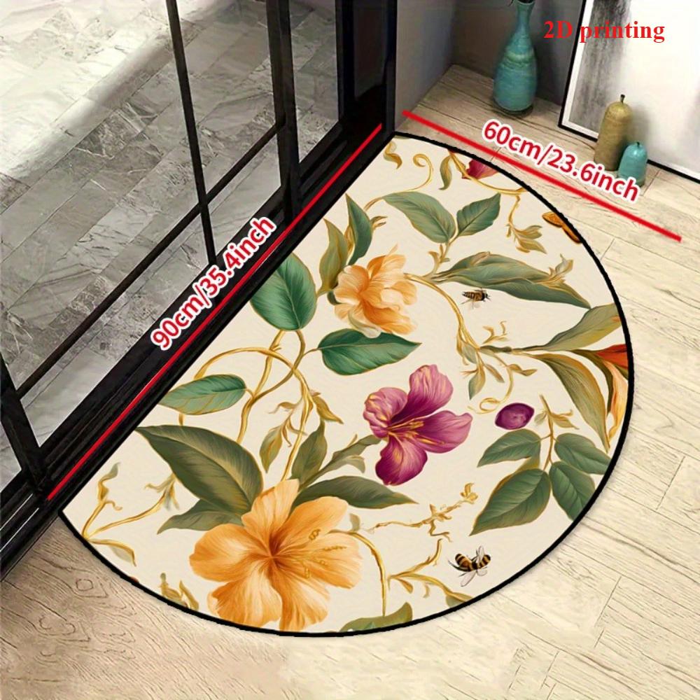 1Pcs Creative Theme Semi Circle Welcome Doormat Non-Slip for Outdoor Patio Porch Kitchen Bathroom Entryway Floor Mat