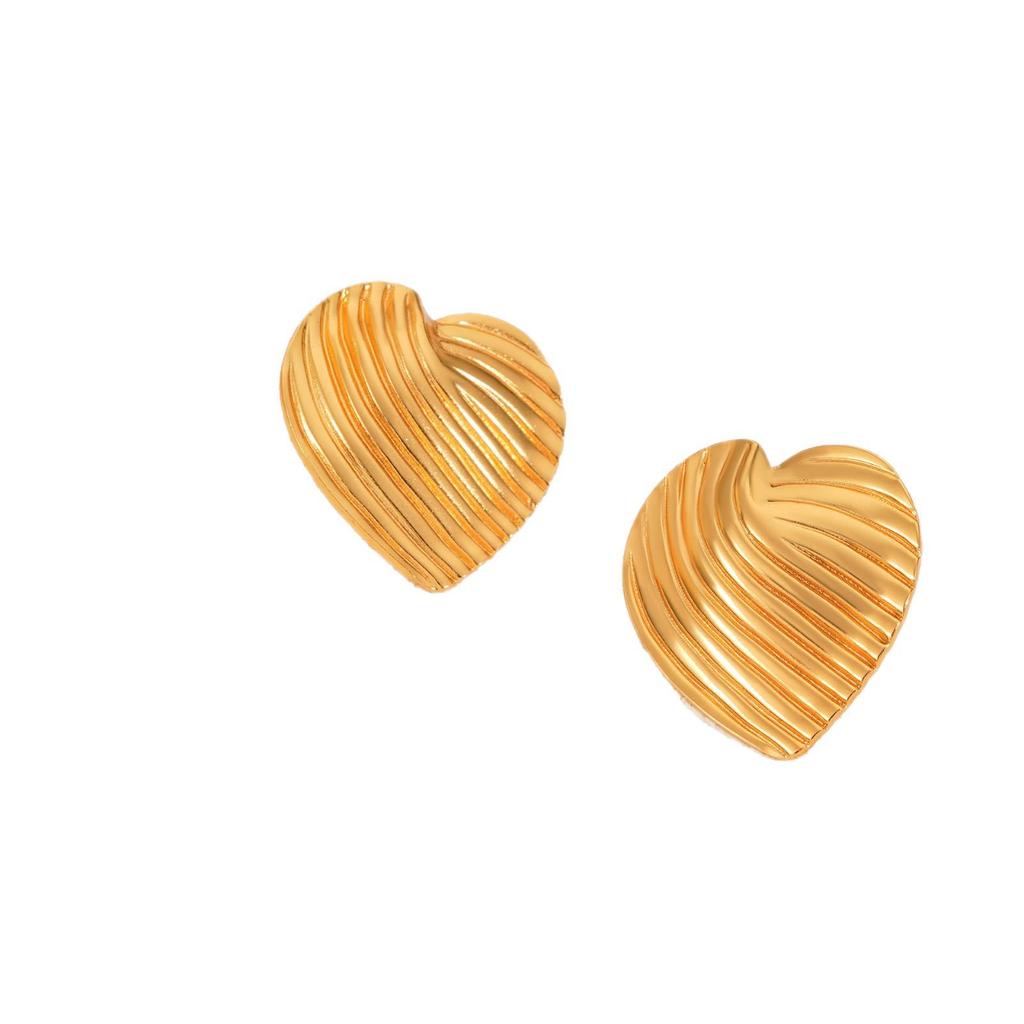 Gold Heart Stainless Steel Earrings for Women - 18K Fashionable Daily Wear