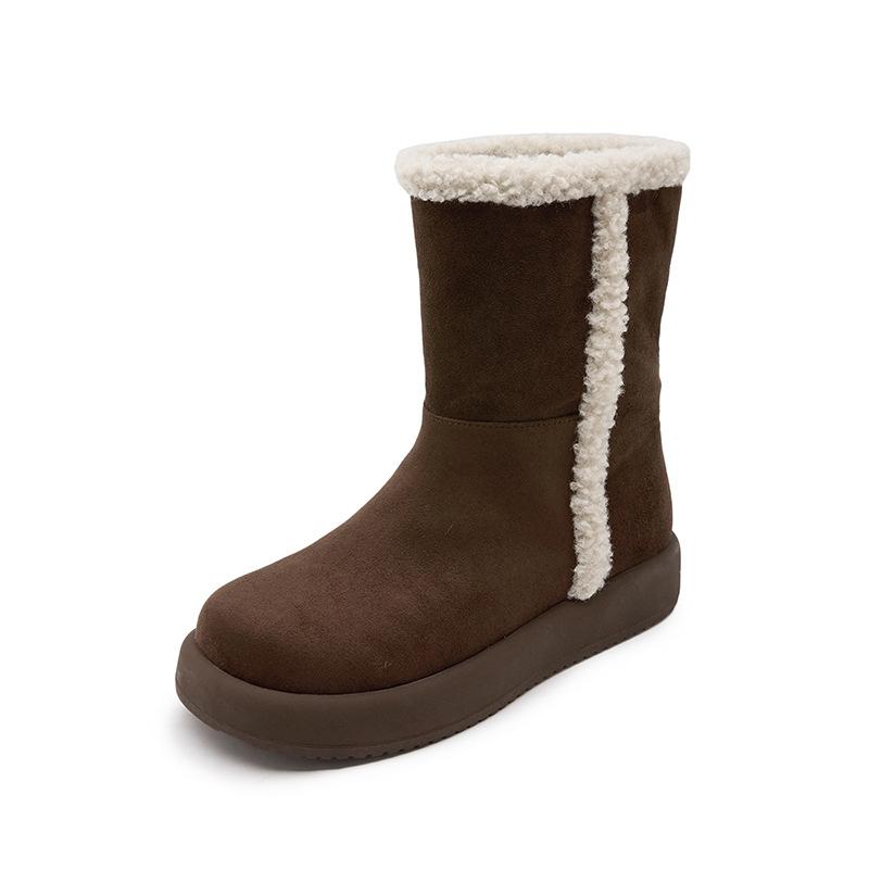 Retro Snow Boots Women's 2025 Winter New Velvet Thickened Warm Overalls Cotton Shoes Comfortable Soft-soled Martin Boots
