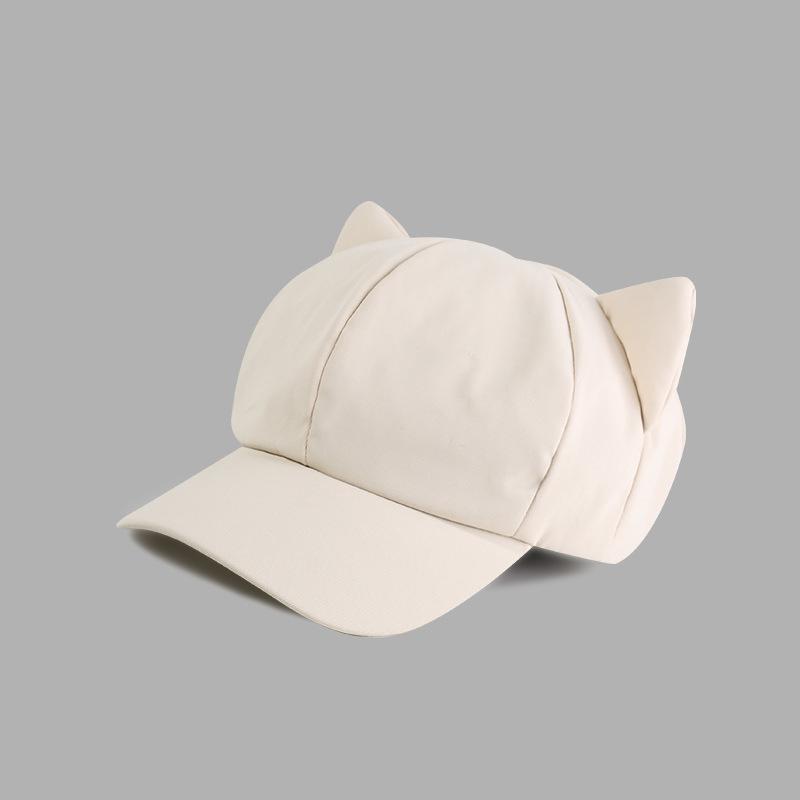 

Милая восьмиугольная шляпа с кошачьими ушками, ретро британская однотонная шляпа художника, спортивный берет для отдыха на открытом воздухе, подходит для всех сезонов, регулируемый One Size бежевый