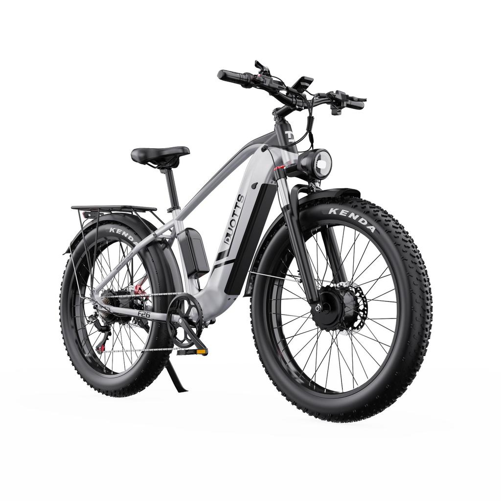 DUOTTS Elektrické kolo F26: Motor 750 W, dojezd 120 km, 26" tlusté pneumatiky, vodotěsnost IPX5, stoupavost 55° (Shimano 7-Speed)