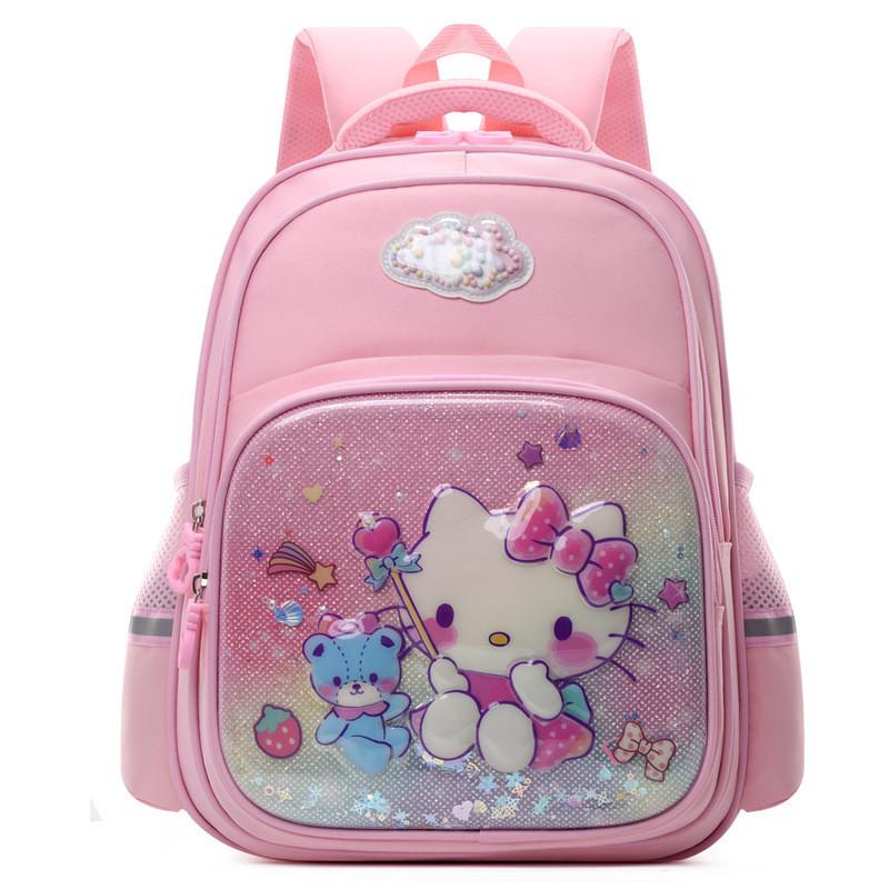 Trendy Cartoon Hard Shell School Backpack For Kids Cute And Stylish Design Durable Nylon Material Pink Kitty