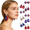American USA Flag Earrings for Women Patriotic Red White Blue Cubic Zircon Dangle Drop Earrings, 4th of July Independence Day