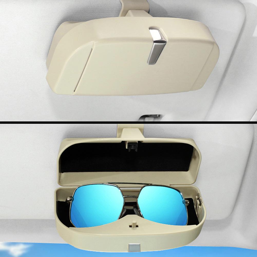 Samochodowy Uniwersalny Uchwyt Klips Etui Organizer Pudełko na Okulary Przeciwsłoneczne(Beżowy)