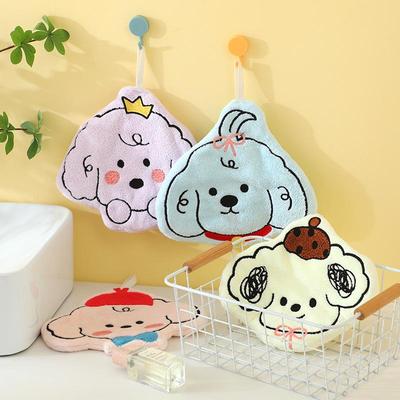 Adorable Puppy Coral Fleece Quick-Dry Kitchen Hand Towel