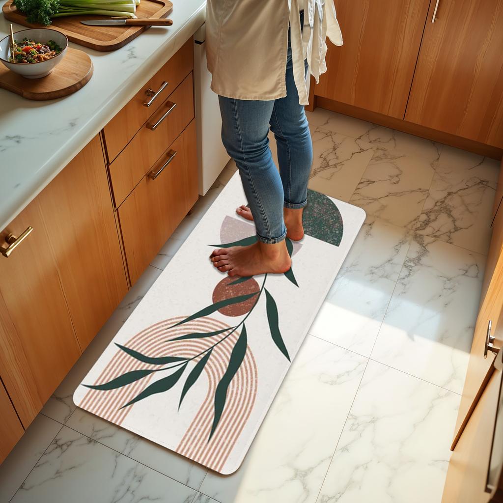 1Pcs Vround and line  Pattern Floor Mat Modern Kitchen polyester Rug Non-Slip Colorful Indoor Carpet, For Home Bathroom Bedroom Living Room Decor