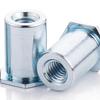 Galvanized Carbon Steel Pressure Riveting Studs & Nut Columns: SO Flat Head, Hexagonal, Sizes M2-M6