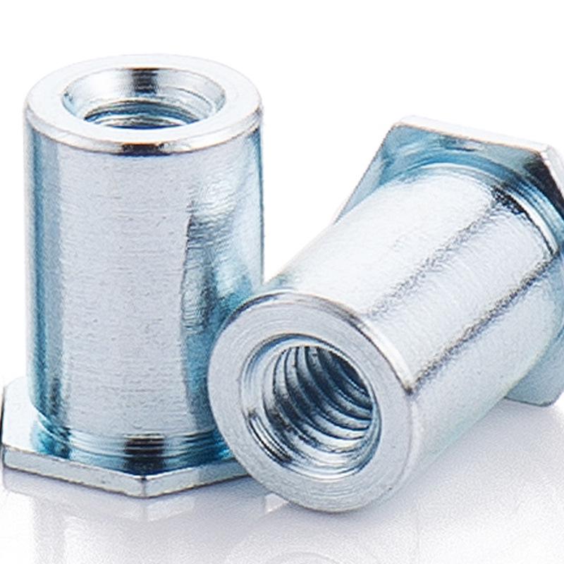 Galvanized Carbon Steel Pressure Riveting Studs & Nut Columns: SO Flat Head, Hexagonal, Sizes M2-M6