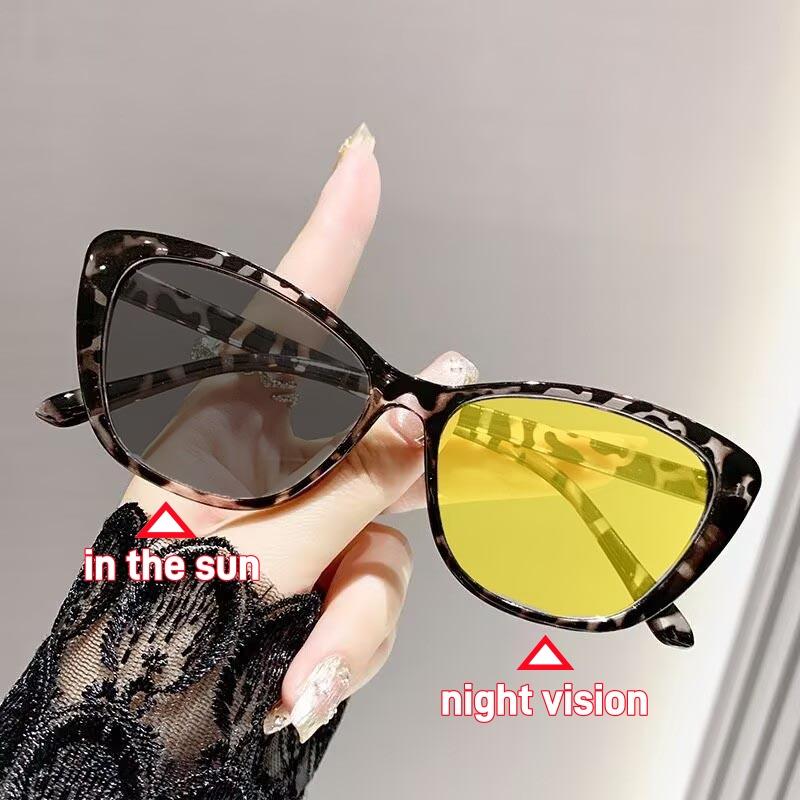 

Премиальные фотохромные очки для близорукости высокой четкости Стильные очки «кошачий глаз» Сверхлегкие Очки для ночного видения с защитой от синего света -4