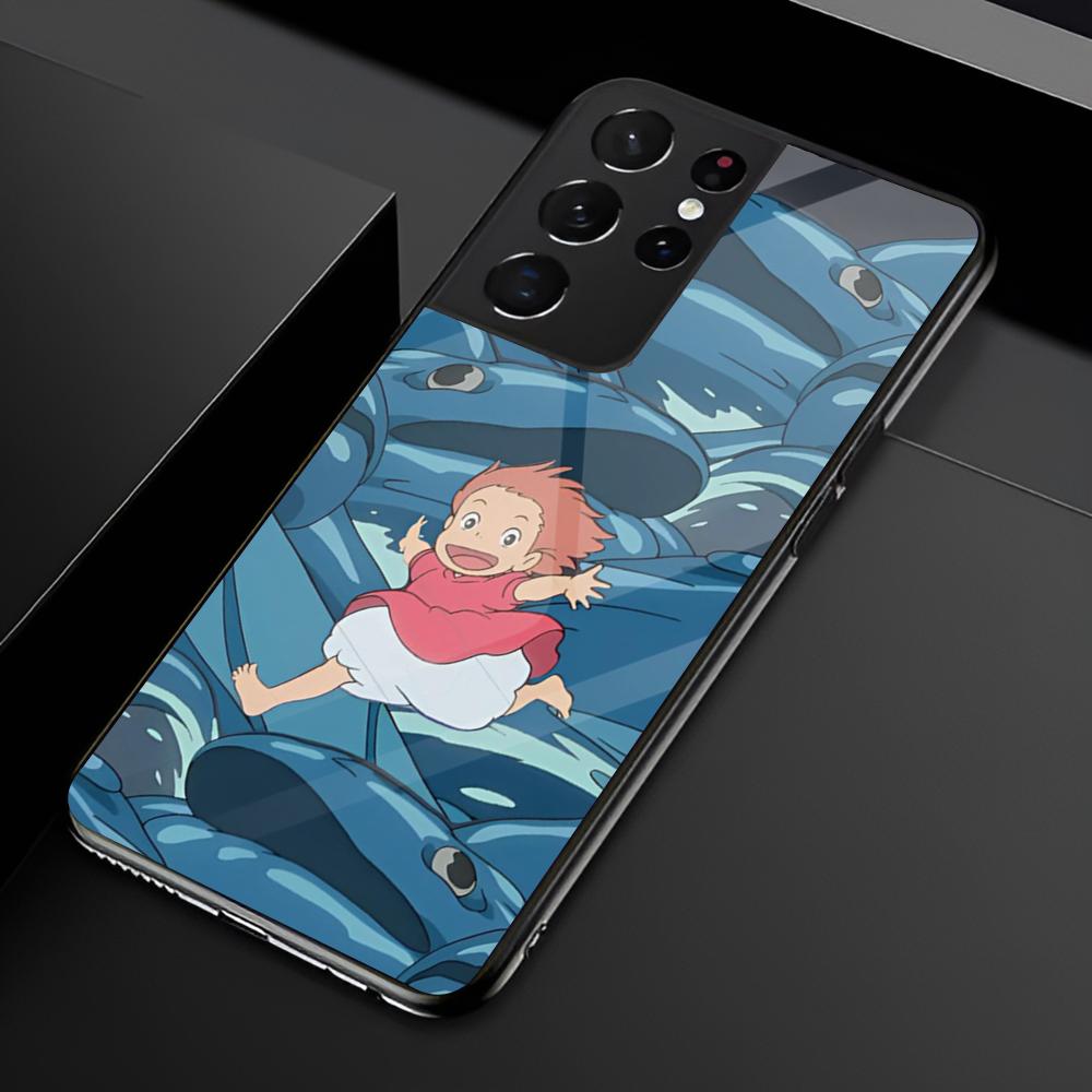 Cartoon P-Ponyo Phone Case For Samsung S25 S24 Ultra 23 Fe 22 Plus Galaxy A54 A55 A16 A13 A24 A15 A25 Glass Cover
