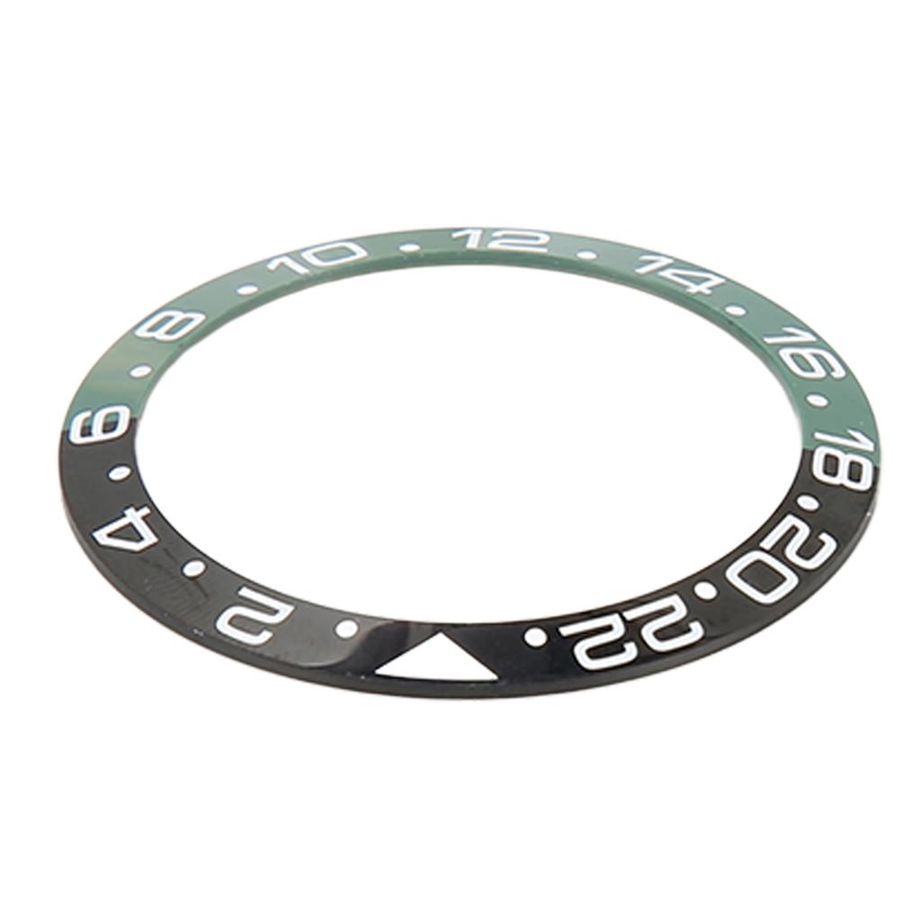 38mm Diameter GMT Watch Bezel Insert Ring Black Green Base White Character Ceramic Bezel Insert Base Ring
