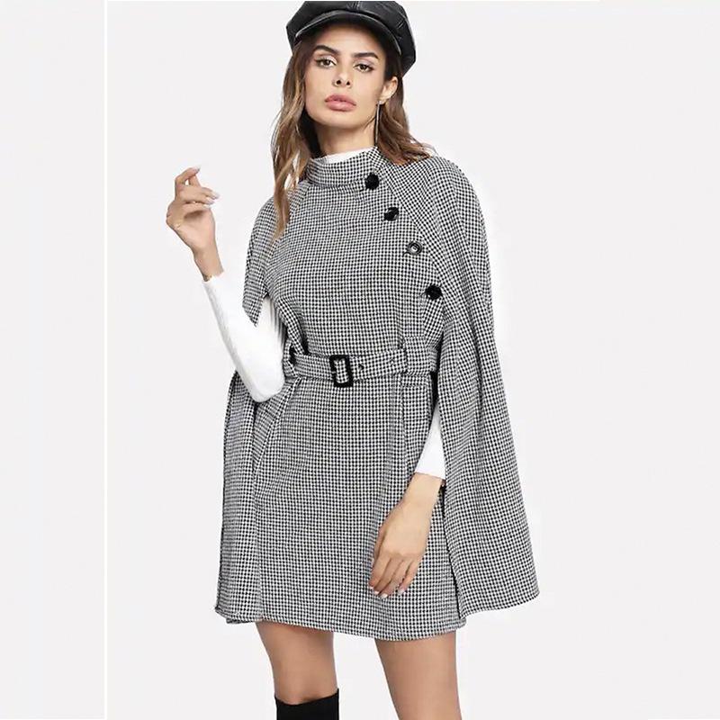 houndstooth cape coat