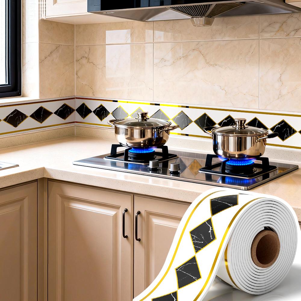 Thickened Waterproof PVC Self-Adhesive Tile-Look Baseboard Sticker