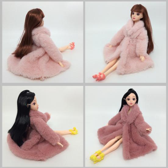 30cm Miniatur Puppenhaus Flauschige Prinzessinnenkleidung Fellmantel für Puppenzubehör