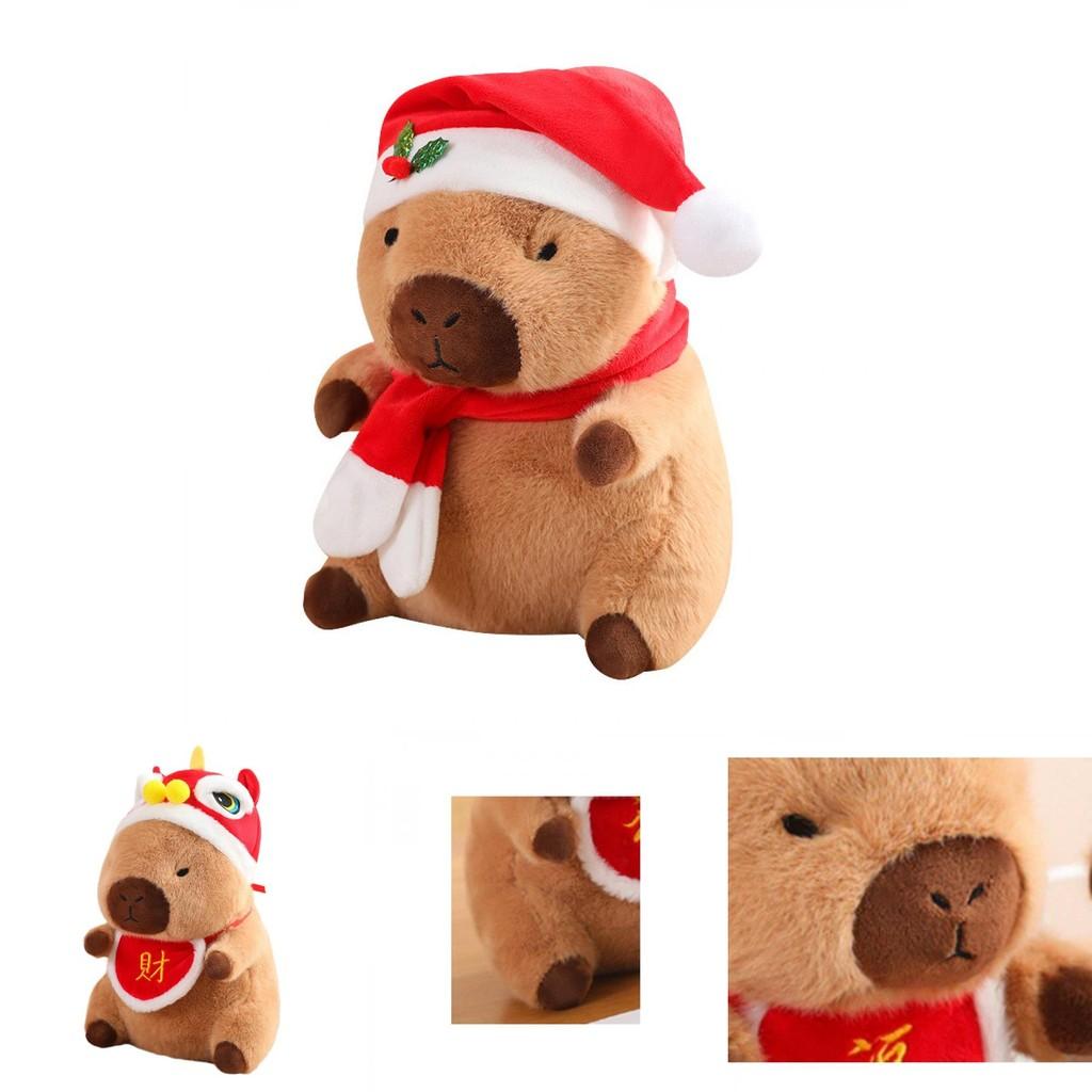 Adorable Christmas Capybara Plush Toy With Soft Short Plush Filling For Kids Gifts
