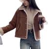 Women's Maillard Color Lambswool Cotton Padded Jacket - Short, Loose, Thick, warm, Fall/Winter Style