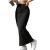 Women Fall Winter Skirt High Waist Knitted Elastic Thick Warm Ankle Length Striped Slim Fit Soft Sheath Lady Maxi Skirt