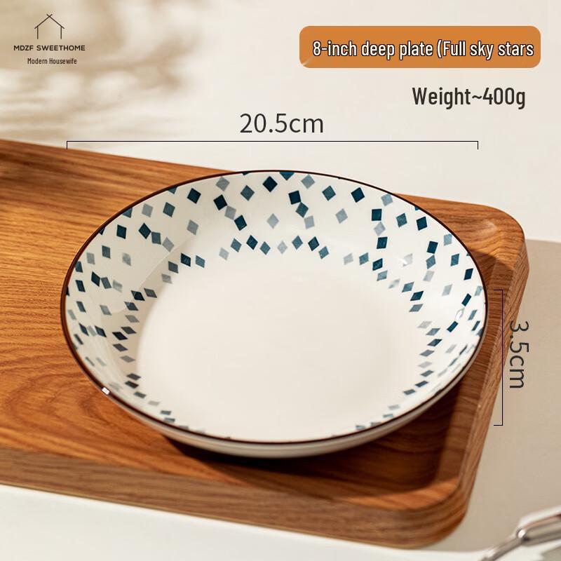 

OLOEY Starry Sky Japanese Ceramic Deep Plates (Set of 3)