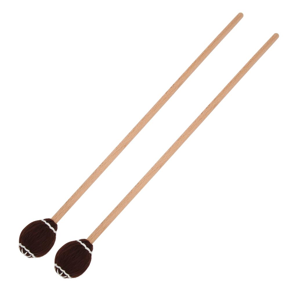 1 Pair Marimba Mallets Portable Maple Handle Wool Ball Sticks Percussion Playing AccessoriesBrown