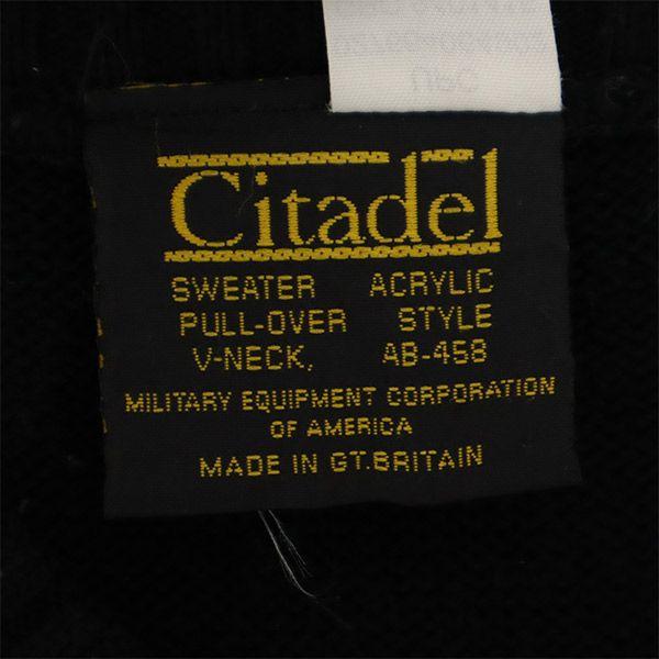 Citadel Made In the UK Long Sleeve V Neck Sweater XLARGE Black Knit Men's Used
