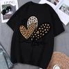 Unisex Retro Leopard Heart T‑Shirt Love Butterfly Graphic Crewneck Short Sleeve Casual Streetwear Valentine Trendy Daily Tee Top
