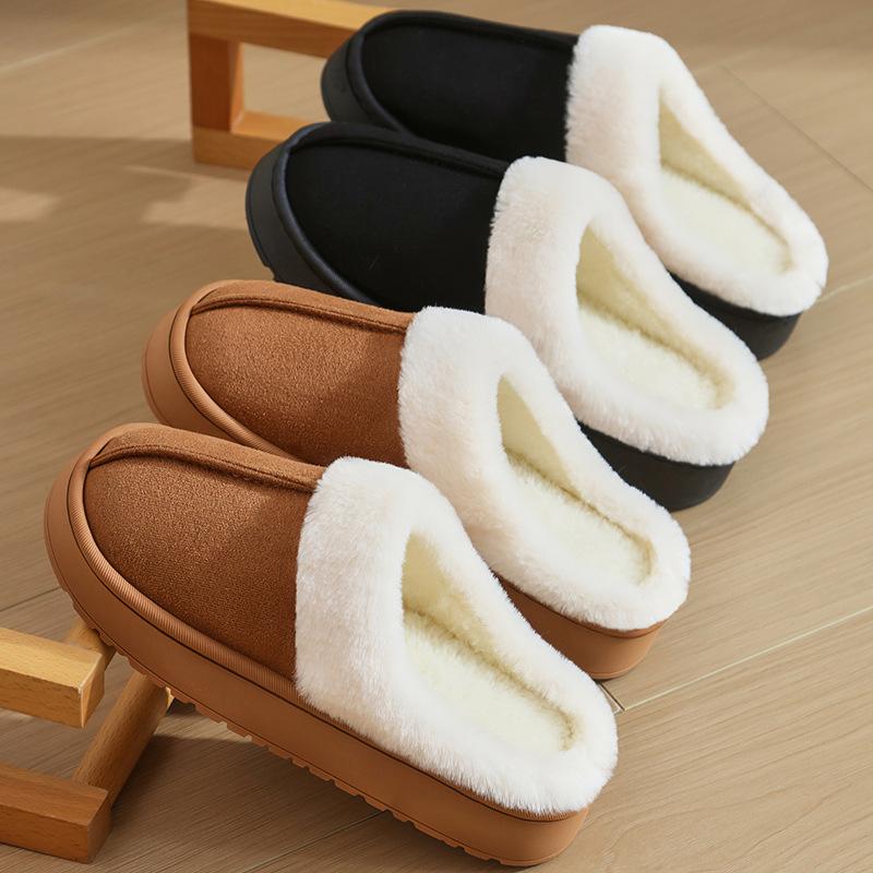 Fashion 2026 Platform Fluffy Slippers Women/men House Flats Fashion Plush Winter Shoes Ladies Home Elegant Casual Footwear Large Size