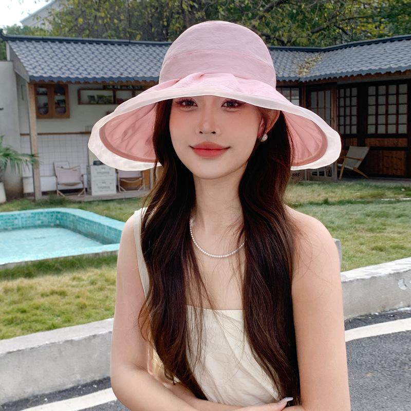 Summer new hat women's versatile empty top hat casual face small sunscreen sun hat UV protection