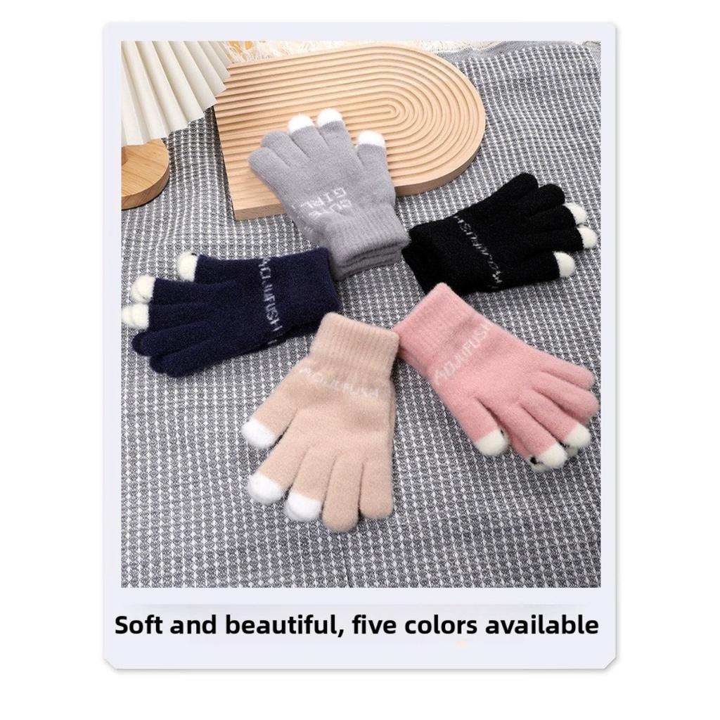 Touchscreen Women's Gloves Cute Knitted Writing Play Phone Warm Autumn/Winter Cartoon Student Versatile