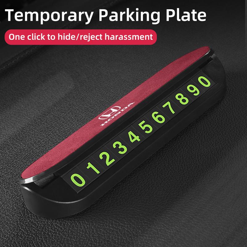 Car Logo Temporary Parking License Plate Phone Number Parking Sign Accessories For Honda Mugen Civic TYPE-R Accord CRV BRV HRV XI6