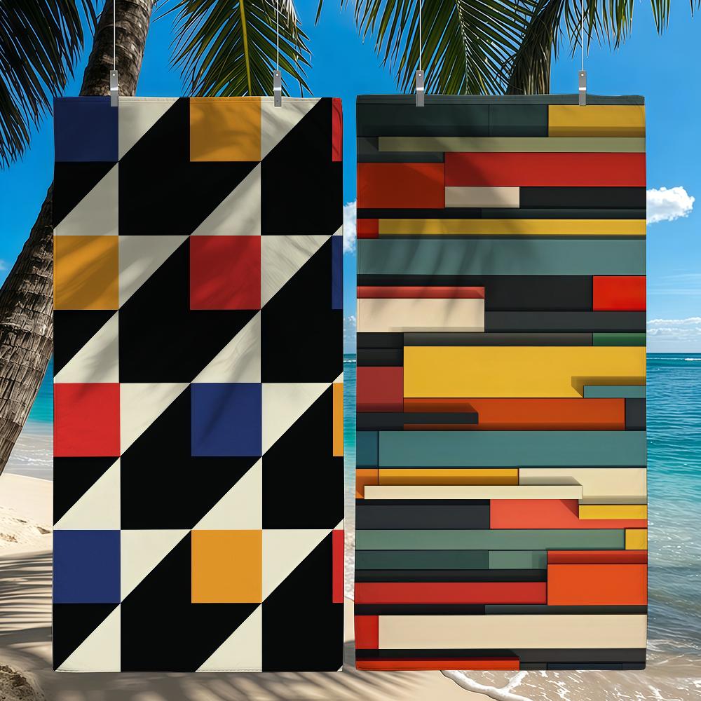 Kunst Abstrakt Bauhaus Handtuch Strand Dusche Bad Reise Leicht Hautfreundlich für Pool Camping Kreuzfahrt Sommer
