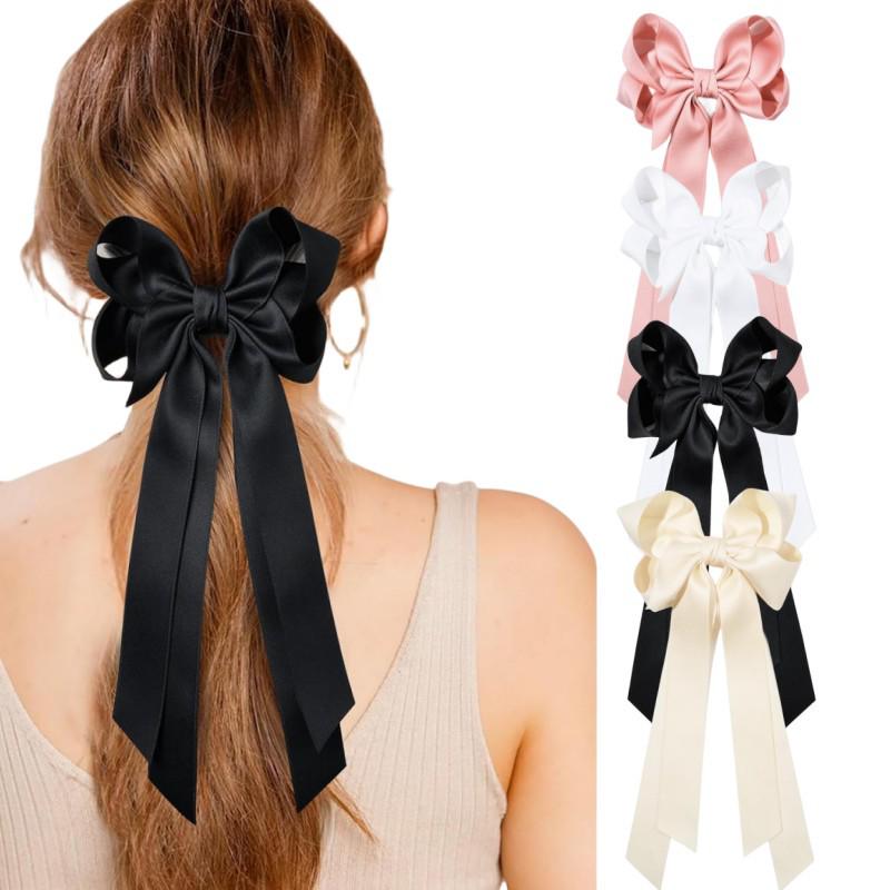 New Matte Bow Hair Clip with Long Ribbon Streamers – Hot-Selling Girls' Hair Accessory