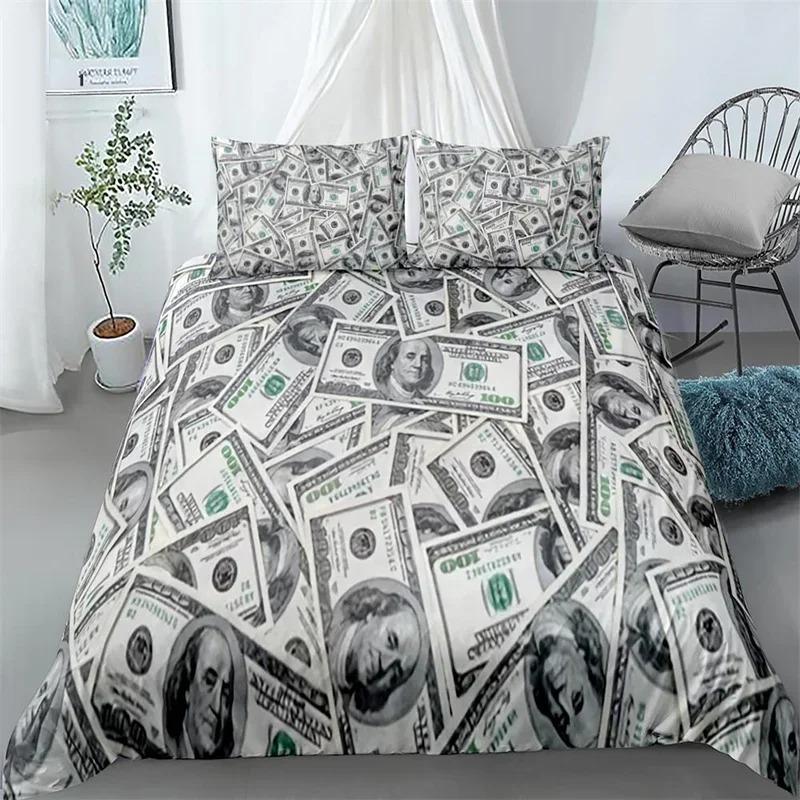 Money Queen Duvet Cover Dollar Bills Bedding Set For Boys Girls Teens Decor Microfiber The Ben Franklin Portrait Comforter Cover