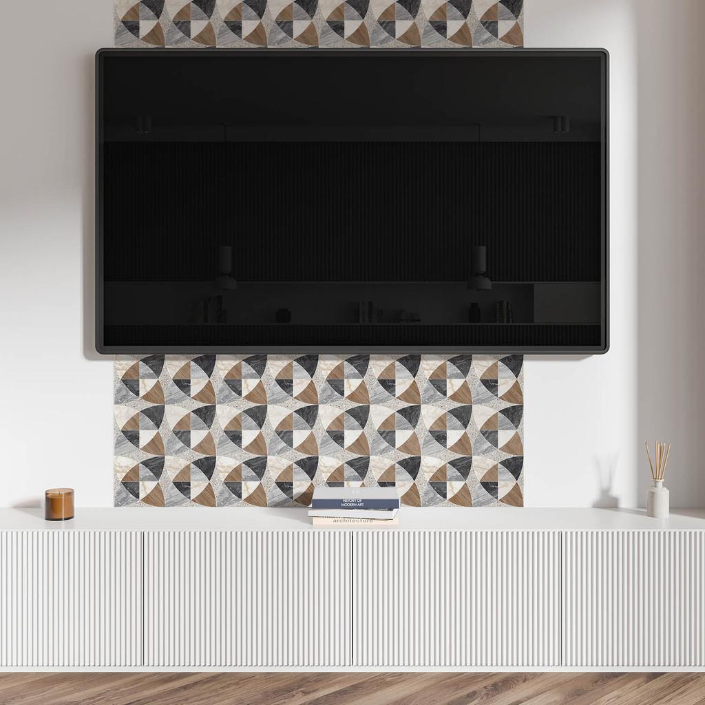 Printed Vinyl Tiles - Bedroom Decoration Geometric Tile Pattern 6X60X30 Cm