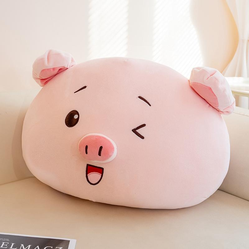 55x35cm Rosa Schweinekopf Plüschkissen Gefüllt Emotion Cartoon Tier Kissen Weiche Kopfstütze Plüschtier Haus Sofa Stuhl Dekor 55x35cm
