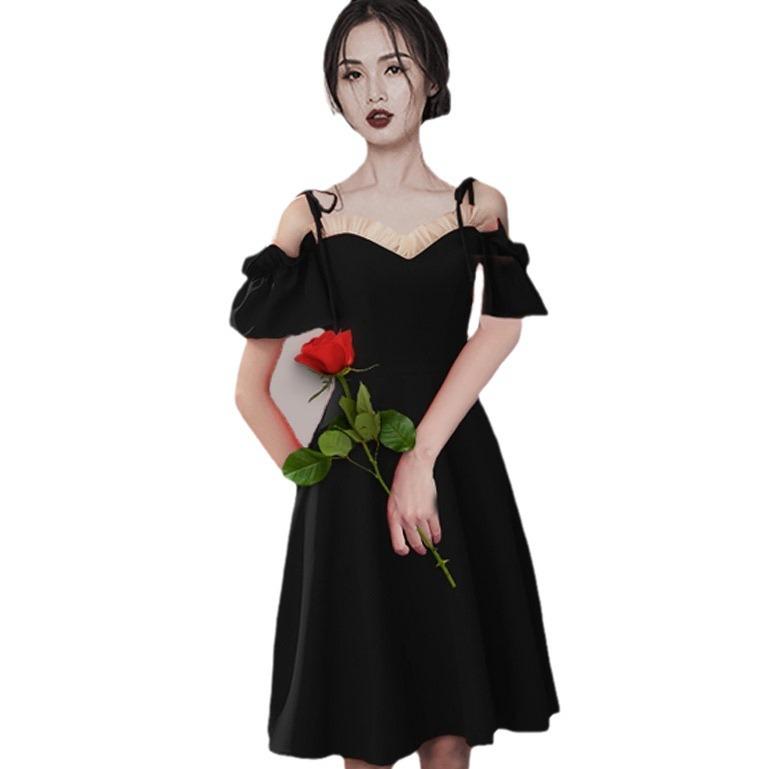 2025 Off-Shoulder Summer Bridal Toasting Dress - Solid Color for Evening & Engagements