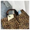 Women's High-End Leopard Print Canvas Tote Bag - Autumn/Winter Fashion, Large Capacity, Casual Crossbody & Shoulder Bag