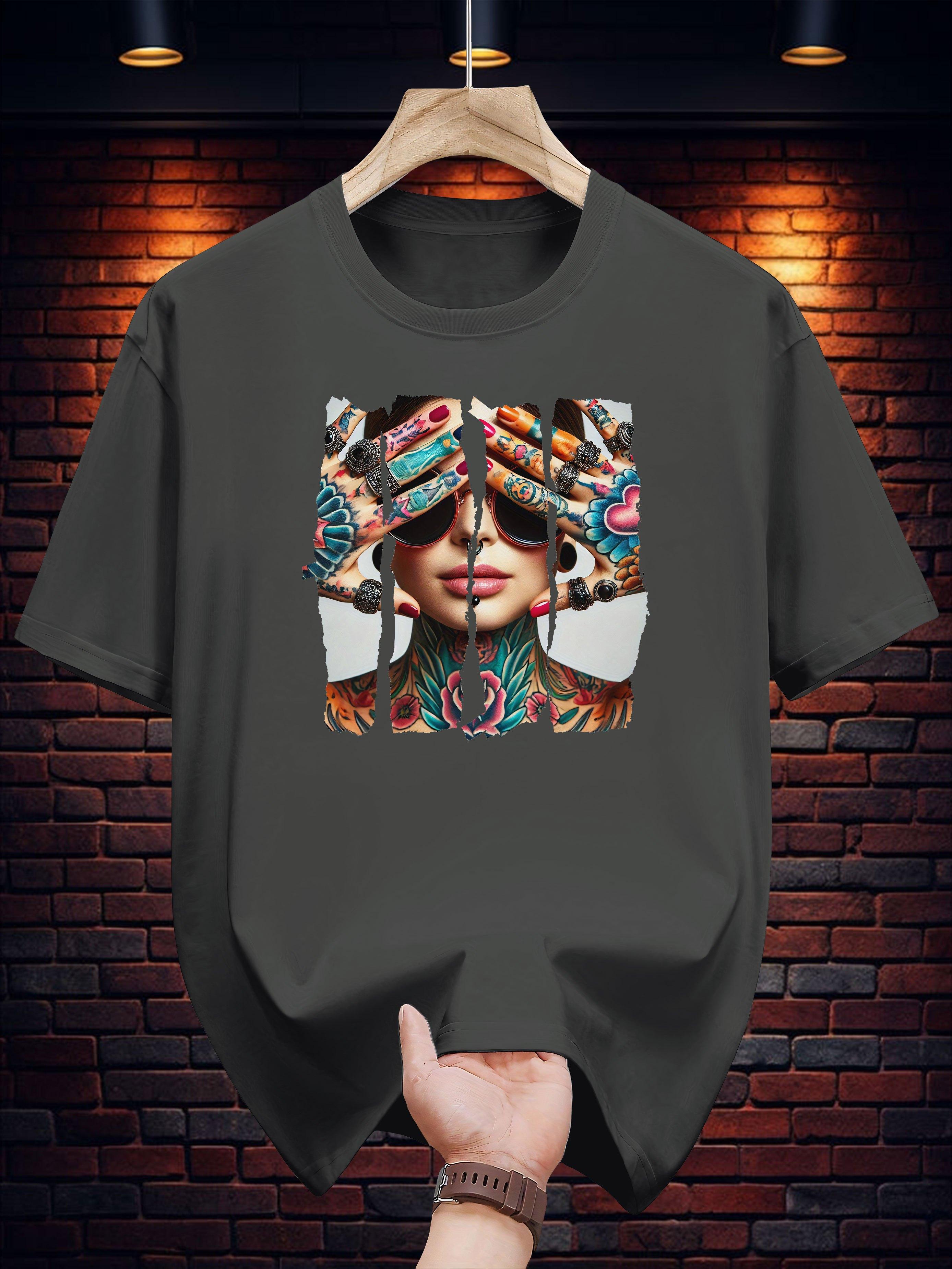 T-shirt with Vibrant Floral Print - Black Casual Summer Tee S