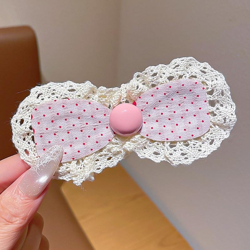 1Pcs Girls Lolita Floral Bow Baby Bangs Sticker Kid Hair Accessories Korean Lace Velcro Hair Clippings Sorting Broken Hair Clips