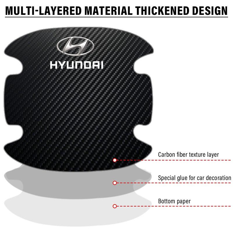 4PCS Car Door Handle Protection Sticker Emblem Car Decoration Styling For Hyundai I30 Tucson Veloster Kona I10 I35 Elantra Santa Fe Gadget