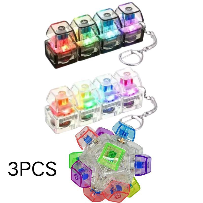 Led Light-Up Keychain Keyboard Clickable Button Fidget Toy For Stress Anxiety Relief Portable Desk Accessory Office Decor Gift