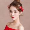 Red Flower Crystal Women Barrettes Chinese Hanfu Hair Clips Duckbill Clips Festival Hairpins