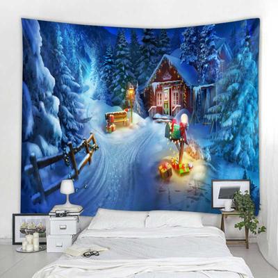 Christmas Tapestry Wall Hanging Santa Claus Christmas Tree Snow Scene Home Holiday Decoration Tapestry Fireplace Christmas Gifts